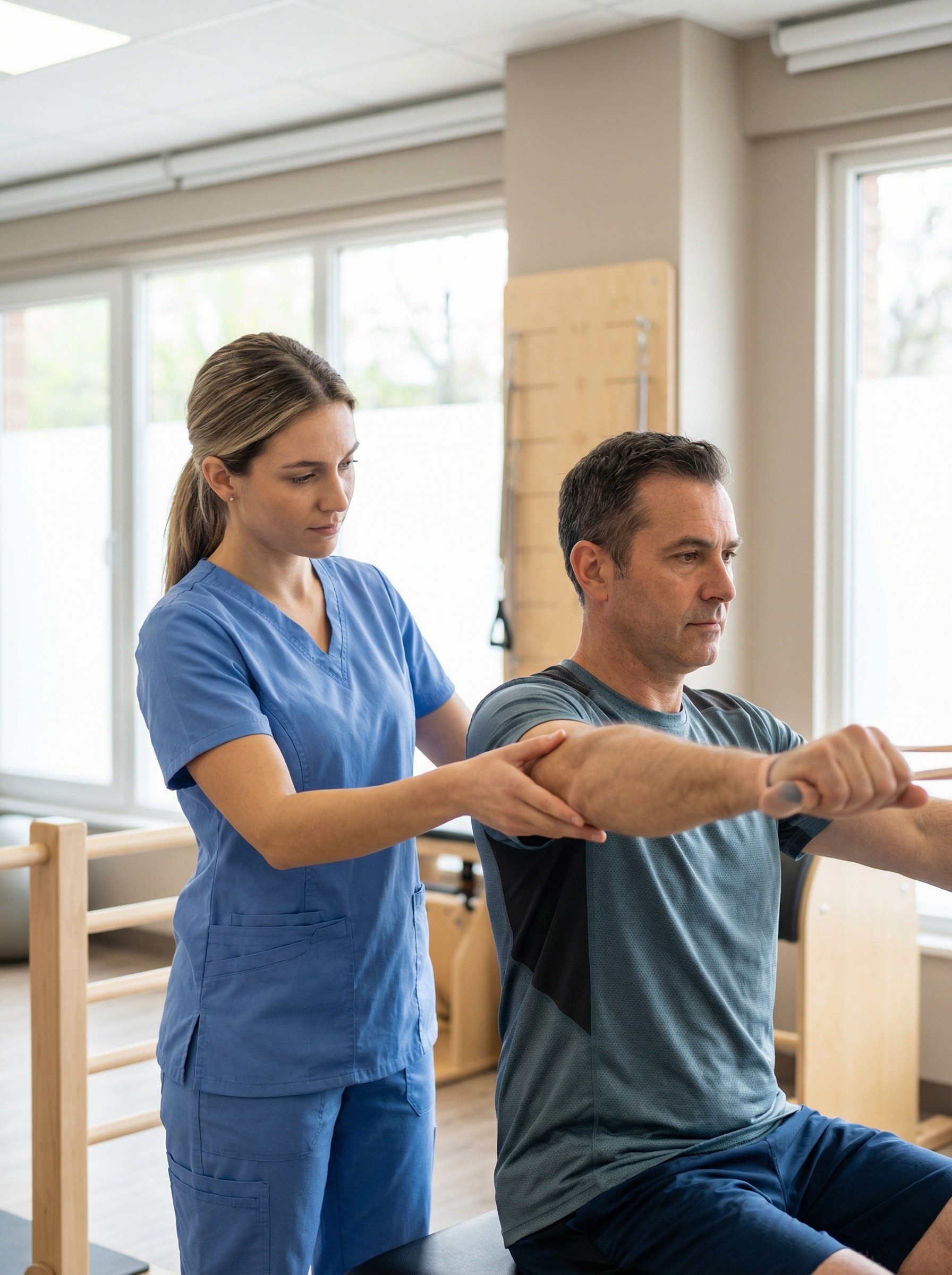 Adult physiotherapy rehabilitation session